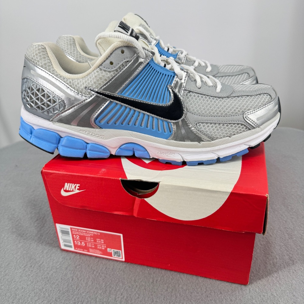 Nike Zoom Vomero 5 Mens 12 Sneakers Pure Platinum University Blue FJ4151-101